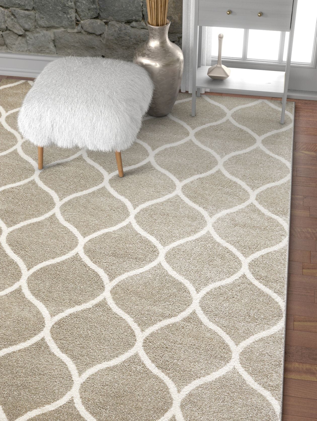 Scala Trellis Grey Modern Traditional Moroccan Lattice Area Rug